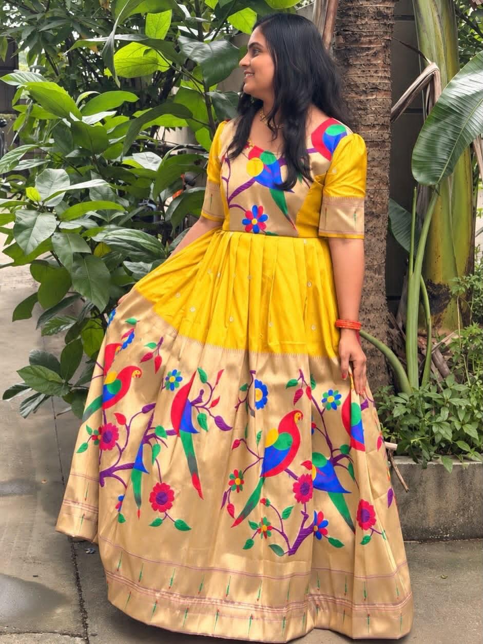 PG001 paithani brocked Gown