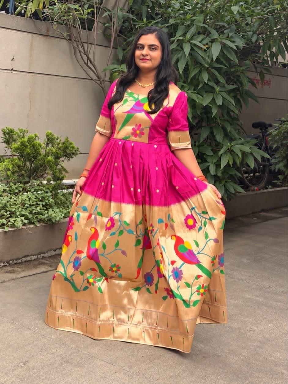 PG001 paithani brocked Gown