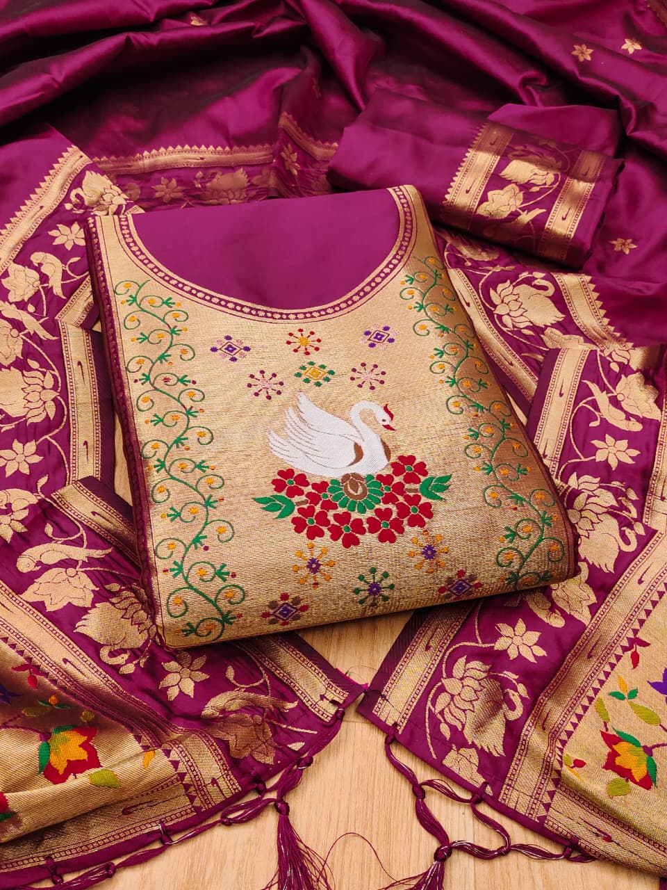 PD001 swan paithani dress material
